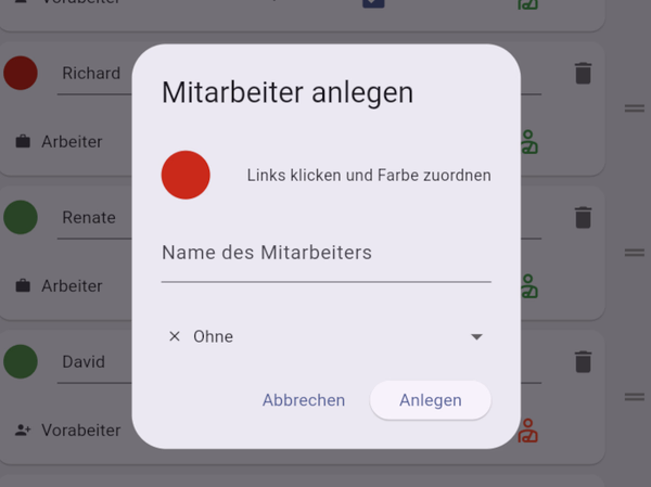 Team eintragen ohne Papierkram.